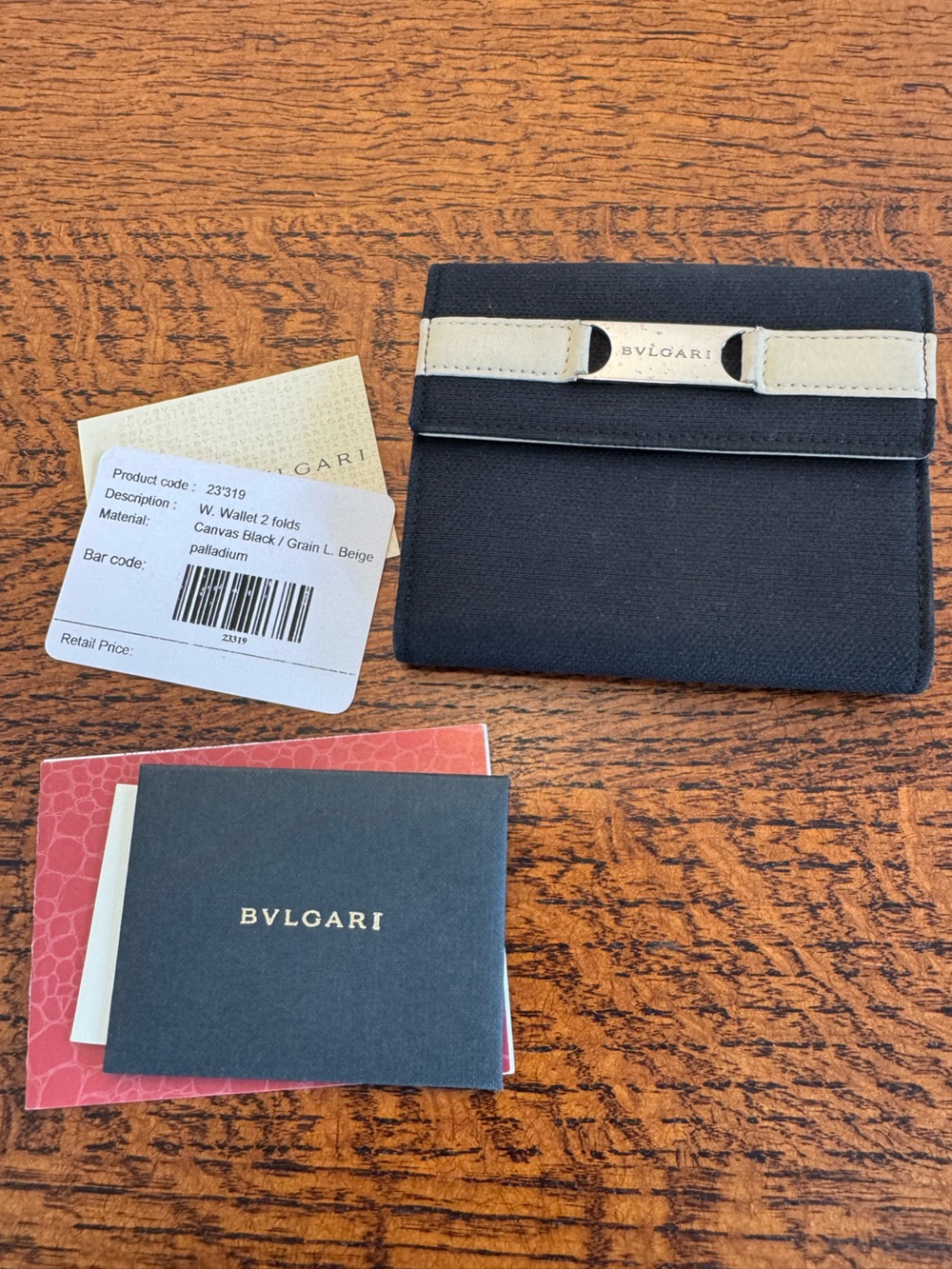 Bvlgari Vintage Black Canvas Compact Wallet with Box & Cards - Picture 2 of 10